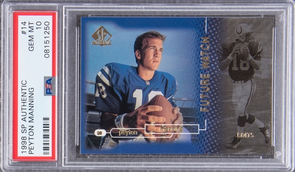 1998 SP Authentic #14 Peyton Manning Rookie Card (#0171/2000) – PSA GEM MT 10